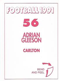 1991 Select AFL Stickers #56 Adrian Gleeson Back